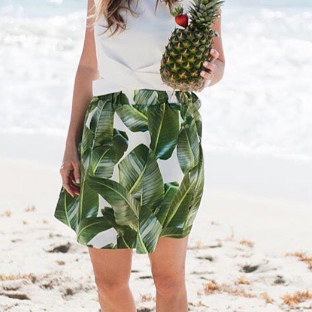 Palm Print Party Skirt with bag